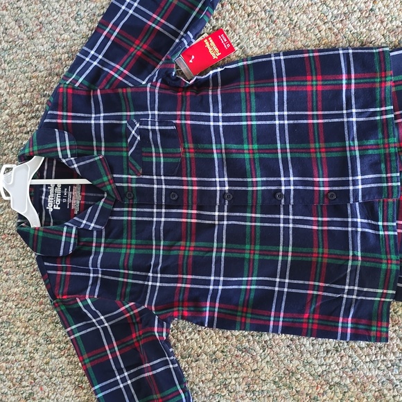 JAMMIES FOR FAMILIES BOYS 2 PIECE BLUE PLAID PAJAMA SET SIZE 12 - Picture 2 of 11